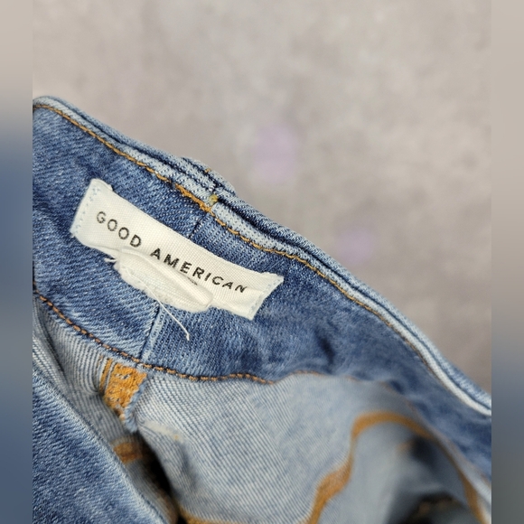 Good American x Calik Denim Blue Jeans Size 20/26 High Rise Skinny Fit Raw Hem - Picture 5 of 8